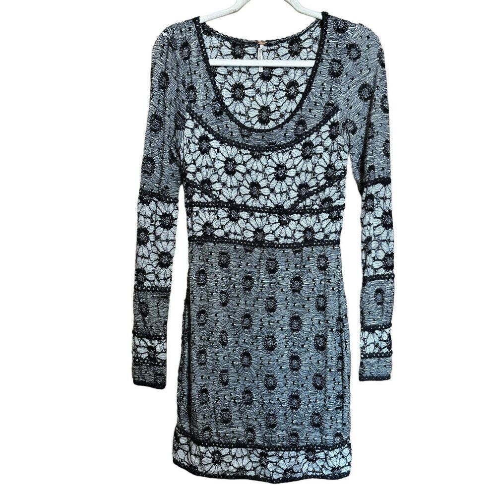 Free People Sunflower Dress Womens Small Multicolor Floral Cutout Lined Bodycon
